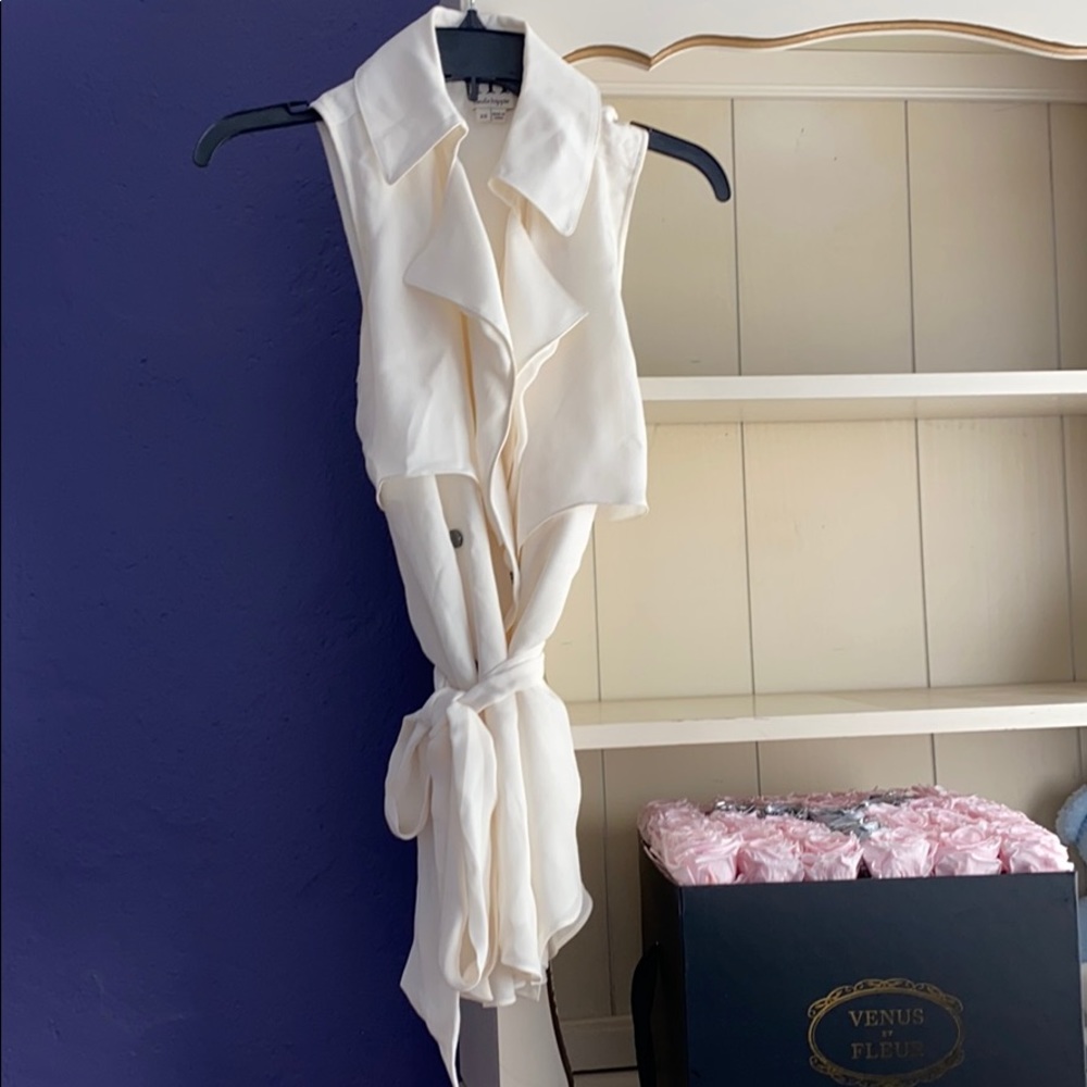 Haute Hippie white Silk top with silk belt